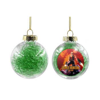 Duke nukem, Transparent Christmas tree ball ornament with green filling 8cm