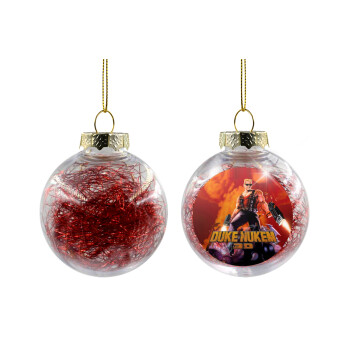 Duke nukem, Transparent Christmas tree ball ornament with red filling 8cm
