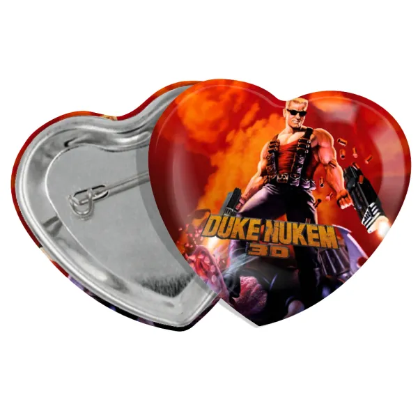 Duke nukem — Heart pin badge (57x52mm)