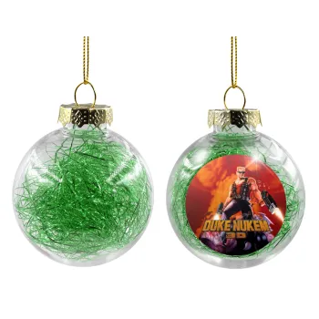 Duke nukem, Transparent Christmas tree ball ornament with green filling 8cm