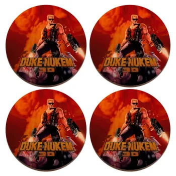 Duke nukem, ΣΕΤ x4 Σουβέρ ξύλινα στρογγυλά plywood (9cm)