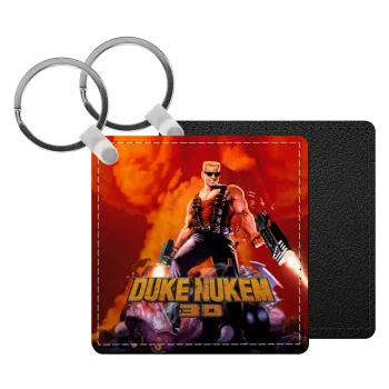 Duke nukem, Μπρελόκ Δερματίνη, τετράγωνο ΜΑΥΡΟ (5x5cm)