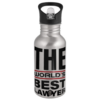 The world's best Lawyer, Water bottle Silver with straw, stainless steel 500ml