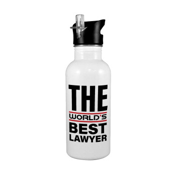 The world's best Lawyer, White water bottle with straw, stainless steel 600ml