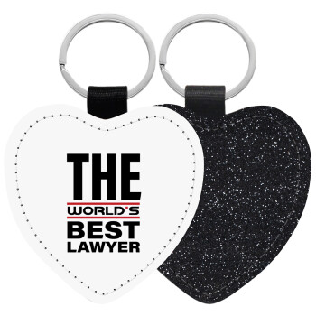 The world's best Lawyer, Μπρελόκ PU δερμάτινο glitter καρδιά ΜΑΥΡΟ