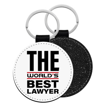 The world's best Lawyer, Μπρελόκ Δερματίνη, στρογγυλό ΜΑΥΡΟ (5cm)