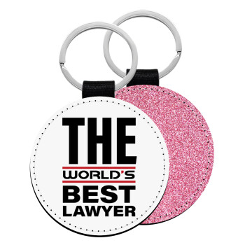 The world's best Lawyer, Μπρελόκ Δερματίνη, στρογγυλό ΡΟΖ (5cm)