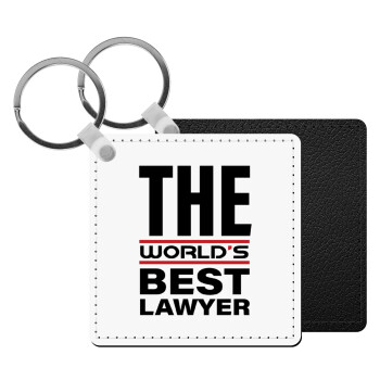 The world's best Lawyer, Μπρελόκ Δερματίνη, τετράγωνο ΜΑΥΡΟ (5x5cm)