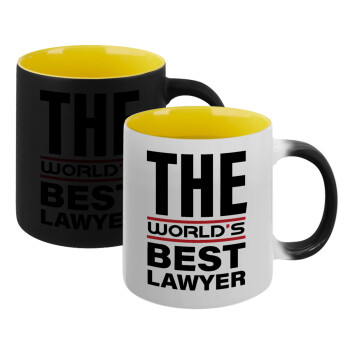 The world's best Lawyer, Κούπα Μαγική εσωτερικό κίτρινη, κεραμική 330ml που αλλάζει χρώμα με το ζεστό ρόφημα