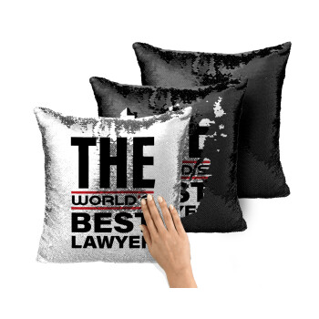 The world's best Lawyer, Μαξιλάρι καναπέ Μαγικό Μαύρο με πούλιες 40x40cm περιέχεται το γέμισμα