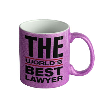 The world's best Lawyer, Κούπα Μωβ Glitter που γυαλίζει, κεραμική, 330ml