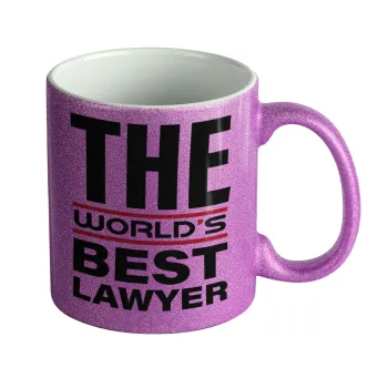 The world's best Lawyer, Κούπα Μωβ Glitter που γυαλίζει, κεραμική, 330ml