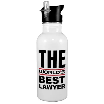 The world's best Lawyer, Παγούρι νερού Λευκό με καλαμάκι, ανοξείδωτο ατσάλι 600ml