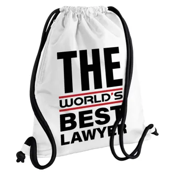 The world's best Lawyer, Backpack pouch GYMBAG white, with pocket (40x48cm) & thick cords