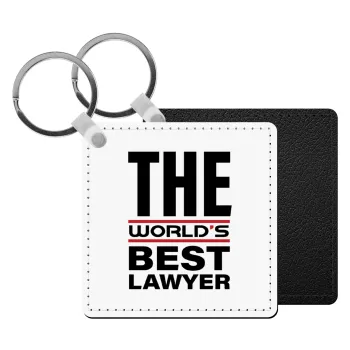 The world's best Lawyer, Μπρελόκ Δερματίνη, τετράγωνο ΜΑΥΡΟ (5x5cm)