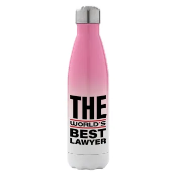 The world's best Lawyer, Metal mug thermos Pink/White (Stainless steel), double wall, 500ml