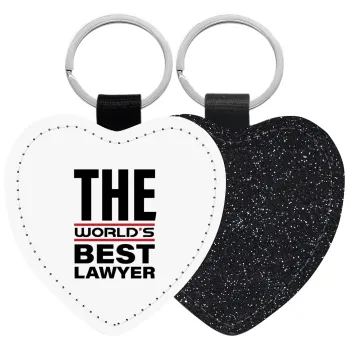 The world's best Lawyer, Μπρελόκ PU δερμάτινο glitter καρδιά ΜΑΥΡΟ