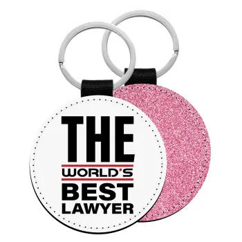 The world's best Lawyer, Μπρελόκ Δερματίνη, στρογγυλό ΡΟΖ (5cm)