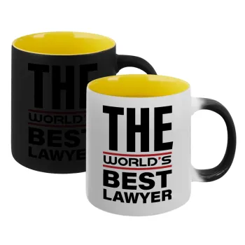 The world's best Lawyer, Κούπα Μαγική εσωτερικό κίτρινη, κεραμική 330ml που αλλάζει χρώμα με το ζεστό ρόφημα