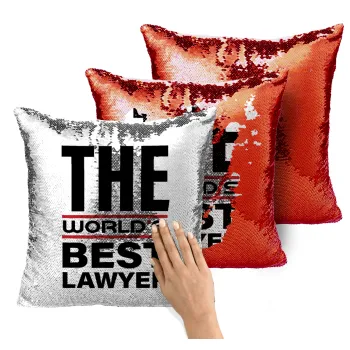 The world's best Lawyer, Μαξιλάρι καναπέ Μαγικό Κόκκινο με πούλιες 40x40cm περιέχεται το γέμισμα