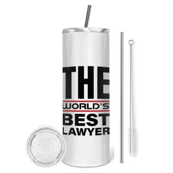 The world's best Lawyer, Tumbler ποτήρι θερμό από ανοξείδωτο ατσάλι 600ml, με μεταλλικό καλαμάκι & βούρτσα καθαρισμού