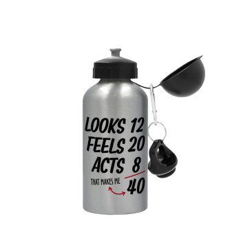 Looks, feels, acts LIKE your AGE, Metallic water jug, Silver, aluminum 500ml