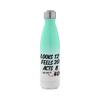 Looks, feels, acts LIKE your AGE, Metal mug thermos Green/White (Stainless steel), double wall, 500ml