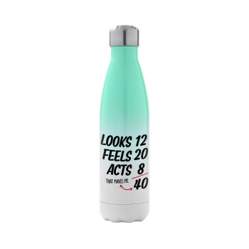 Looks, feels, acts LIKE your AGE, Metal mug thermos Green/White (Stainless steel), double wall, 500ml