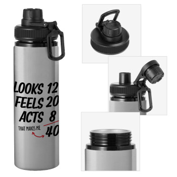 Looks, feels, acts LIKE your AGE, Metallic water bottle with safety cap, 850ml aluminum