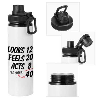 Looks, feels, acts LIKE your AGE, Metal water bottle with safety cap, aluminum 850ml