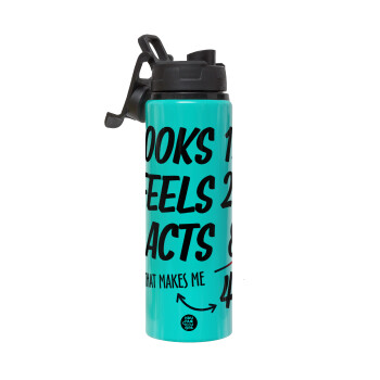Looks, feels, acts LIKE your AGE, Metallic water bottle with safety lid, 850ml aluminum