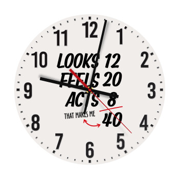 Looks, feels, acts LIKE your AGE, Ρολόι τοίχου ξύλινο (30cm)
