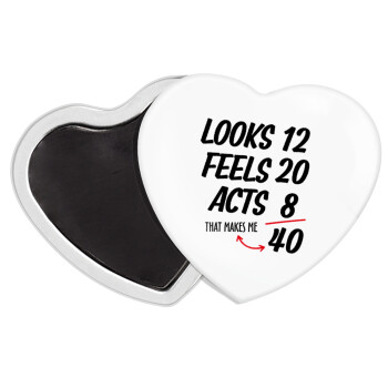 Looks, feels, acts LIKE your AGE, Μαγνητάκι καρδιά (57x52mm)