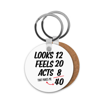 Looks, feels, acts LIKE your AGE, Μπρελόκ Ξύλινο στρογγυλό MDF Φ5cm