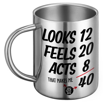 Looks, feels, acts LIKE your AGE, BIG Mug Stainless steel double wall (450ml)
