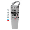 ΓΚΡΙ χρώματος Θερμός Ανοξείδωτο 890ml (30oz) με χερούλι