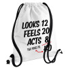 Backpack pouch GYMBAG white, with pocket (40x48cm) & thick cords
