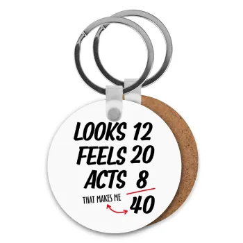 Looks, feels, acts LIKE your AGE, Μπρελόκ Ξύλινο στρογγυλό MDF Φ5cm