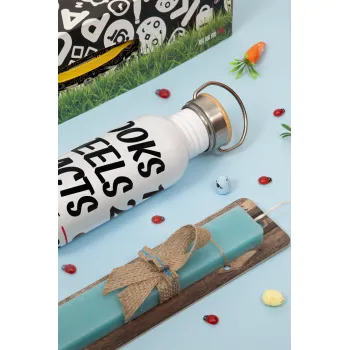 Looks, feels, acts LIKE your AGE, Πασχαλινή Λαμπάδα με παγούρι μεταλλικό (620ml, stainless steel) & κερί αρωματικό πλακέ (30cm) (ΤΙΡΚΟΥΑΖ)