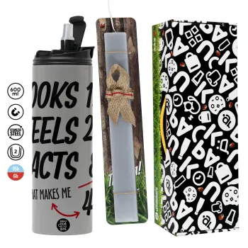 Looks, feels, acts LIKE your AGE, Πασχαλινή Λαμπάδα με Travel Tumbler θερμό (600ml, BPA free) & κερί αρωματικό πλακέ (30cm) (ΓΚΡΙ)