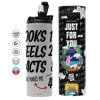 Looks, feels, acts LIKE your AGE, Tumbler ποτήρι θερμό ΓΚΡΙ από ανοξείδωτο ατσάλι 600ml