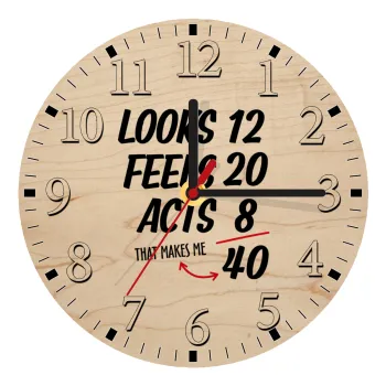 Looks, feels, acts LIKE your AGE, Ρολόι τοίχου ξύλινο plywood (20cm)