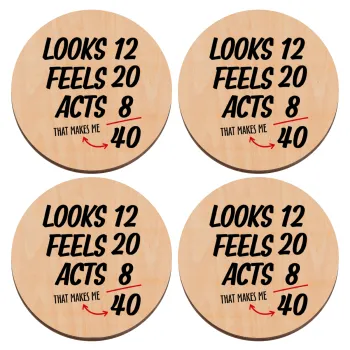 Looks, feels, acts LIKE your AGE, ΣΕΤ x4 Σουβέρ ξύλινα στρογγυλά plywood (9cm)