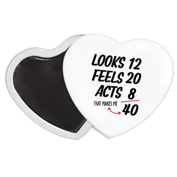 Looks, feels, acts LIKE your AGE, Μαγνητάκι καρδιά (57x52mm)