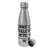 Metallic water bottle, stainless steel, 750ml