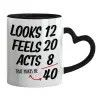 Mug heart black handle, ceramic, 330ml