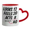 Mug heart red handle, ceramic, 330ml