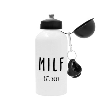 MILF, Metal water bottle, White, aluminum 500ml