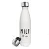 MILF, Μεταλλικό παγούρι θερμός Λευκό (Stainless steel), διπλού τοιχώματος, 500ml