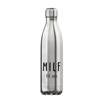 MILF, Μεταλλικό παγούρι θερμός Inox (Stainless steel), διπλού τοιχώματος, 750ml